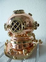 HS 7.5" Polished Brass & Copper Mark V Dive Helmet