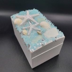 Decorative Nautical Wood Jewelry Box Decor – Well Crafted Coastal Treasure Case - Features Starfish, Seashells - Nautical Decorations for Home, Boats and Beach House - Decorative Treasure Gift Box