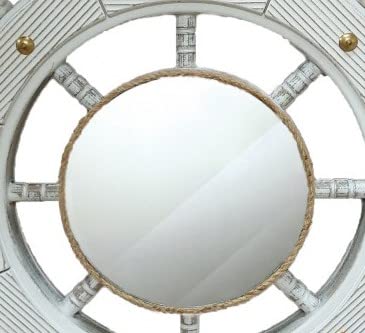 DRH Wood Ship Wheel Nautical Wall Mirror - Vintage Style Decorative Wall Mirror - Home Décor - Wall Mounted Mirror Ship Wheel - Wall Décor - Beach Theme - Wood - 24" - DRH Nauticals