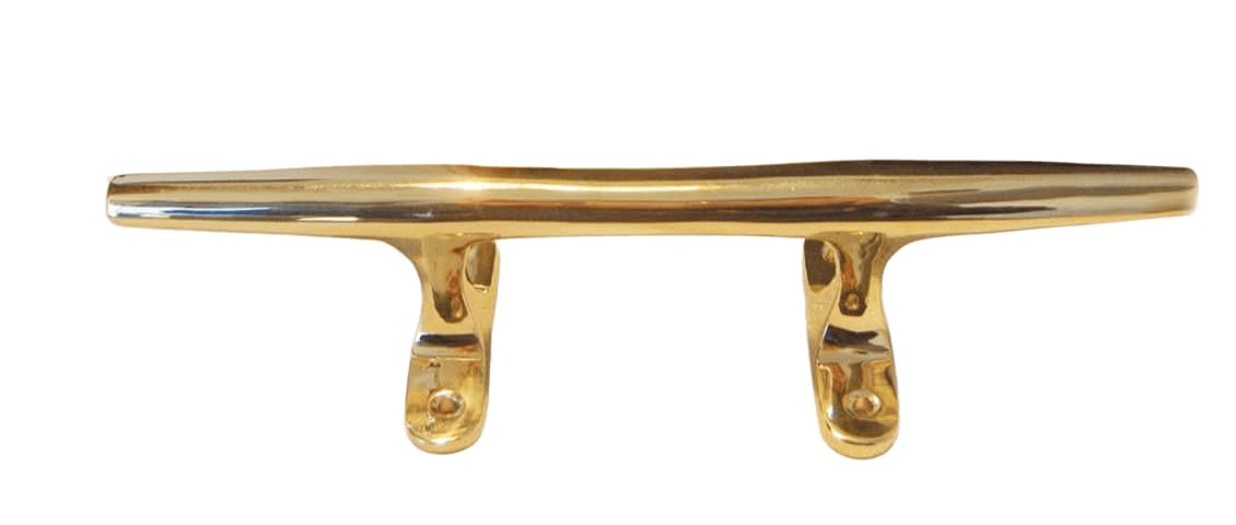 DRH Polished Brass Cleat - Safety Kits - Cleat Hook Accessories - for Hooks, Handle, Draw Pulls - Nautical Décor - Antique Brass Cleat - Bright Shine - 12” - DRH Nauticals