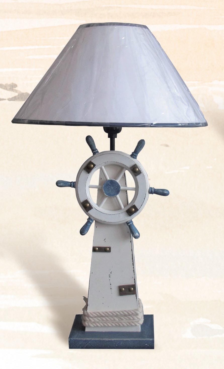 Lighthouse & Ship Wheel Nautical Table Lamp