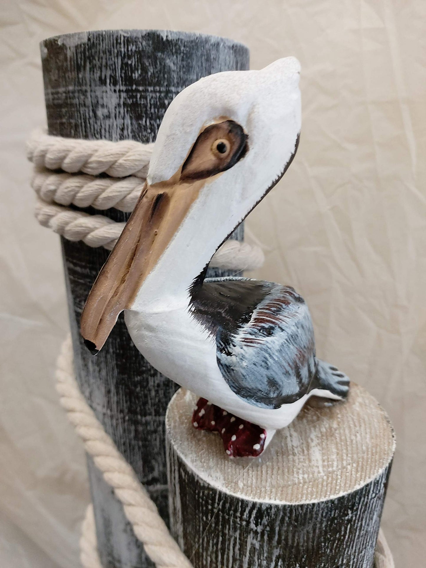 HS Set of Three Wood Pilings w/Anchor & Fisherman's Rope