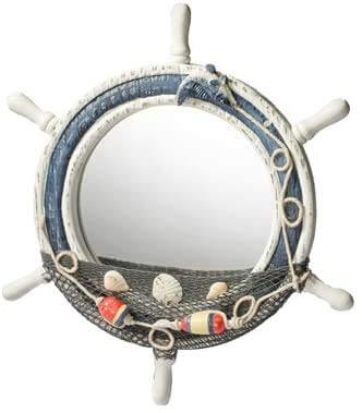 DRH Wood Ship Wheel Nautical Wall Mirror - Nautical Decorative Wall - Home Décor - Wall Mounted Mirror Ship Wheel - Wall Décor - Beach Theme - Wood, 11.5" Dia - DRH Nauticals