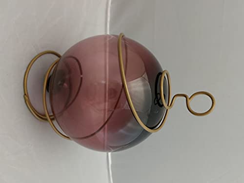 Purple Japanese Fishing Glass Buoy with Metal Coil Wrap - Glass Float Ball - Bright Nautical Decor - Perfect Hanging Nautical Glass Buoy Gift for Art Lovers - 5 inches X 7.5" HeightBall Floats,Decorative Fishing Floats,Fishing Floats,Float,Glass Balls,Gla