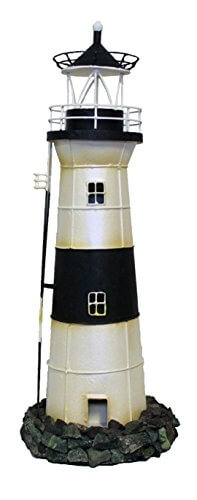 Decorative Rustic Black & White Tin Lighthouse Nautical Candle Holder15" Lighted Lighthouse w/Lighthouse Accent,Candlestick Holders,Decorative Lighthouse,Home,HS,Light house,Lighted Lighthouse,Lighthouse,Lighthouse Accent,Lighthouse Decor,spreadr-hidden,T