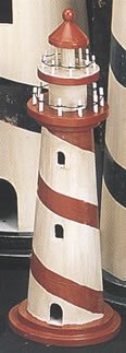 Red & White Decorative Wooden Lighthouse15" Lighted Lighthouse w/Lighthouse Accent,Decorative Lighthouse,Furniture,Light house,Lighted Lighthouse,Lighthouse,Lighthouse Accent,Lighthouse Decor,SH,spreadr-hidden,Tin Lighthouse,Wooden Lighthouse