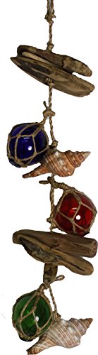 HS Set of Three Glass Buoy Floats w/Shells & Driftwood on RopeBall Floats,Decorative Fishing Floats,Fishing Floats,Float,Glass Balls,Glass Fishing Balls,Glass Fishing Float,Glass Float,Home,HS,Japanese Fishing Float,Mixed Drinkware Sets,spreadr-hidden