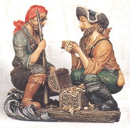 HS Two Pirates w/Treasure Nautical Figurine/Statue