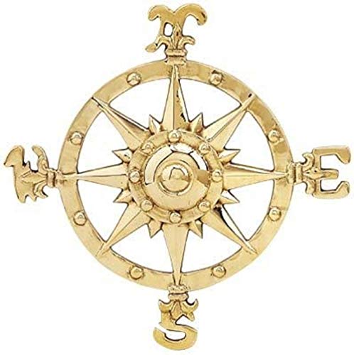 Small Brass Compass Rose Nautical Wall Plaque - Nautical Beach