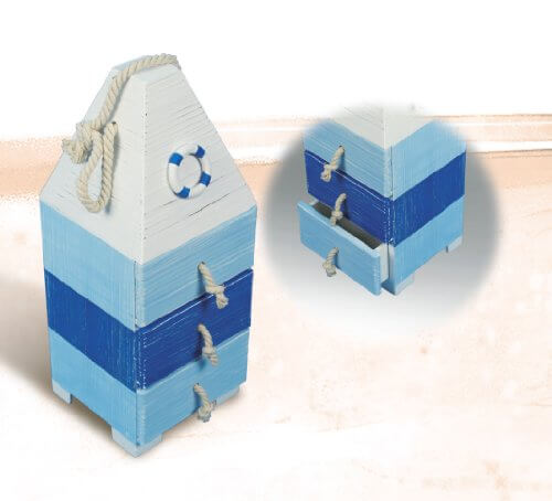 Blue & White Wooden Nautical Buoy w/ DrawersBeach Decor,Home,Home Décor Accents,Nautical Decor,Nautical Decoration,Nautical Wall Decor,SH,Ship Decor,spreadr-hidden,Tropical Items