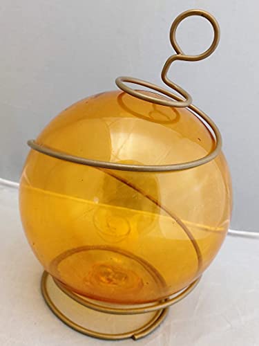 Set of Five Nautical Japanese Fishing Glass Buoy Float with Metal Coil Wrap - 5 inch eachBall Floats,Decorative Fishing Floats,Fishing Floats,Float,Glass Balls,Glass Fishing Balls,Glass Fishing Float,Glass Float,Home,Japanese Fishing Float,Mixed Drinkware