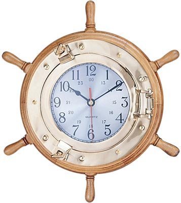 13 Porthole Ship Wheel Clock – DRH Nauticals