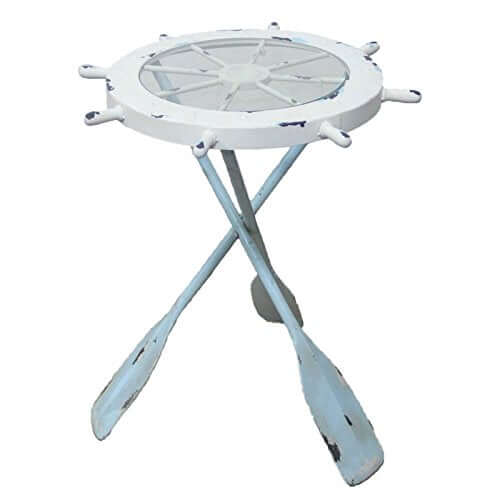 HS Nautical Ship Wheel Table w/Glass - DRH Nauticals