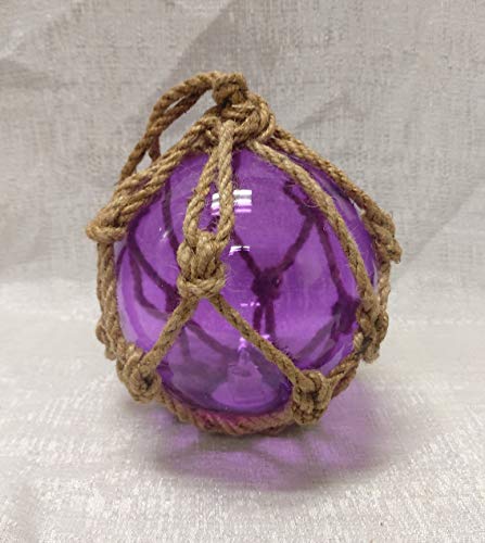 5 Violet Japanese Fishing Glass Buoy with Rope Net - Float Ball with LED  Light - Nautical Decor