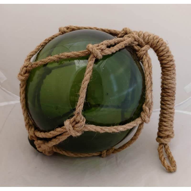 12" Green Nautical Glass Japanese Fishing Float - Glass Float Ball - Hanging Nautical Buoy Decor with Brown Roped NetDecorative Fishing Floats,Fishing Floats,Generic,Hanging Ornaments,Home,spreadr-hidden
