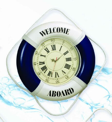 Welcome Aboard Life Ring Clock -BlueBarometers,Brass Barometer,Brass Barometers,Brass Ship clocks,Home,Life ring,Life Ring Clock,Life ring mirror,Lifering,Lifering clocks,Nautical Barometers,Nautical Clock,nautical clocks,Nautical Table clock,Nautical wal