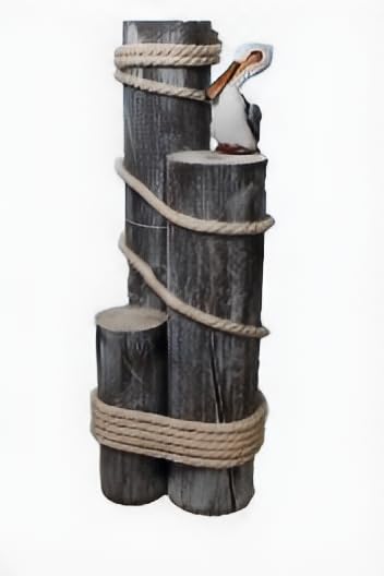 DRH - Pelican and Seagull Statue on Wood Pilings – Coastal Garden Decor, Nautical Bird Sculpture for Porch, Pool, Patio or Beach House - Marine Bird Sculpture Nautical Decor