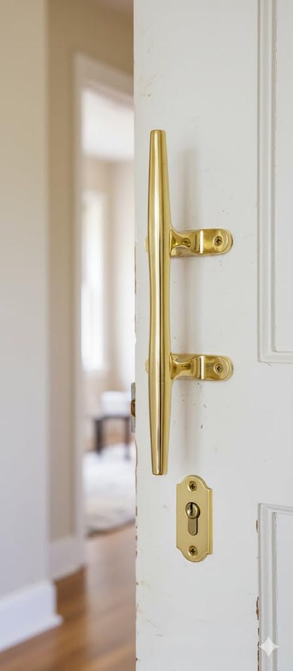 DRH Polished Brass Cleat - Safety Kits - Cleat Hook Accessories - for Hooks, Handle, Draw Pulls - Nautical Décor - Antique Brass Cleat - Bright Shine - 12” - DRH Nauticals