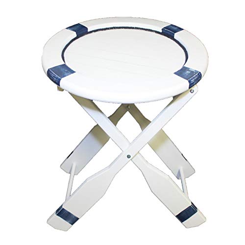 DRH Collectibles Nautical Life Ring Table - Wood With Paddle Legs for Beach House and Boats - Coastal Decor for Sailors - Perfect as Coffee and End Table