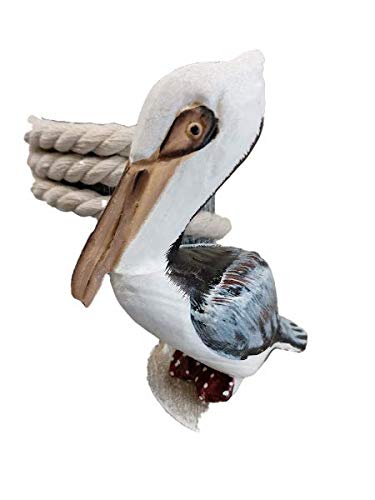 Ocean’s Perch Pelican on Wood Piling with Glass Japanese Fishing Floats - Garden Bird Decor - Coastal Decor Pelicans Bird Statue - Beach House - Nautical Decoration