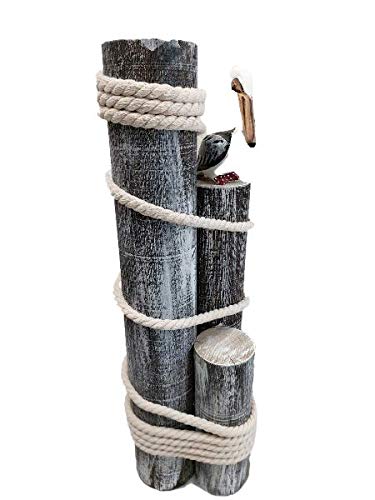 Pelican on Wood Piling Coastal Decor with Fisherman’s Rope | DRH Nautical coastal decor