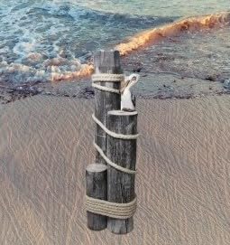 Set of 3 Nautical Wood Piling Decorations with Pelican and a Beautiful Anchor– Pier Posts for Coastal, Marine, or Nautical Decor - for Beach Home Decor - DRH Nauticals