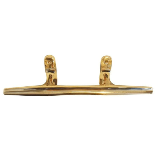 Polished Brass Cleat 12” – Nautical Hook for Boats and Docks – Brass Marine Hardware with Antique Finish – Rope Tie Down for Curtain Cords, Coastal Décor, Dock Cleats, Nautical Rope Holder - DRH Nauticals
