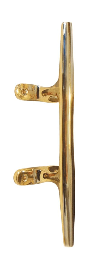 DRH Polished Brass Cleat - Safety Kits - Cleat Hook Accessories - for Hooks, Handle, Draw Pulls - Nautical Décor - Antique Brass Cleat - Bright Shine - 12” - DRH Nauticals