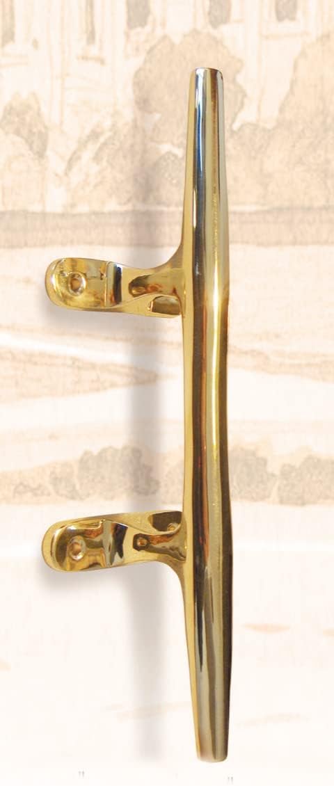 DRH Polished Brass Cleat - Safety Kits - Cleat Hook Accessories - for Hooks, Handle, Draw Pulls - Nautical Décor - Antique Brass Cleat - Bright Shine - 12” - DRH Nauticals