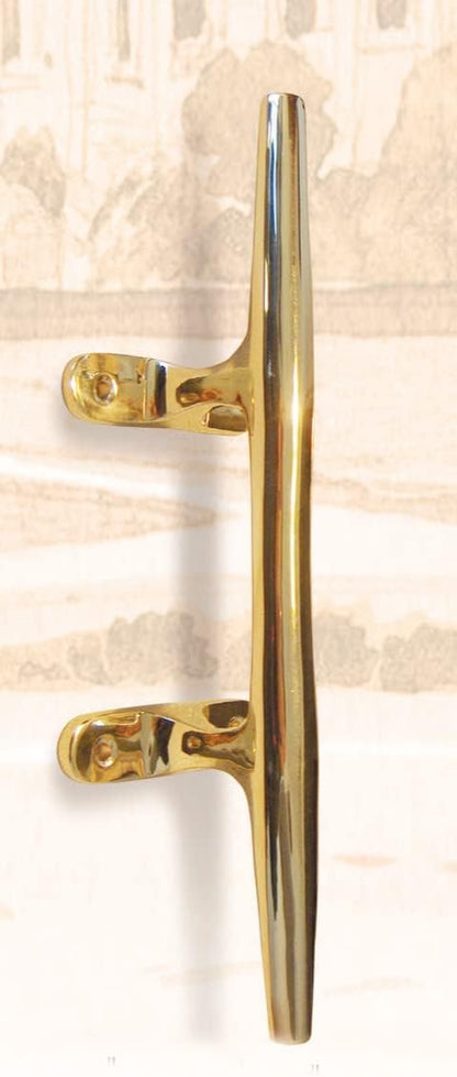 DRH Polished Brass Cleat - Safety Kits - Cleat Hook Accessories - for Hooks, Handle, Draw Pulls - Nautical Décor - Antique Brass Cleat - Bright Shine - 12” - DRH Nauticals