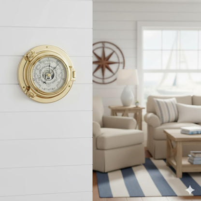 7.5" Polished Brass Porthole Barometer