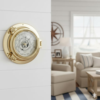 7.5" Polished Brass Porthole Barometer