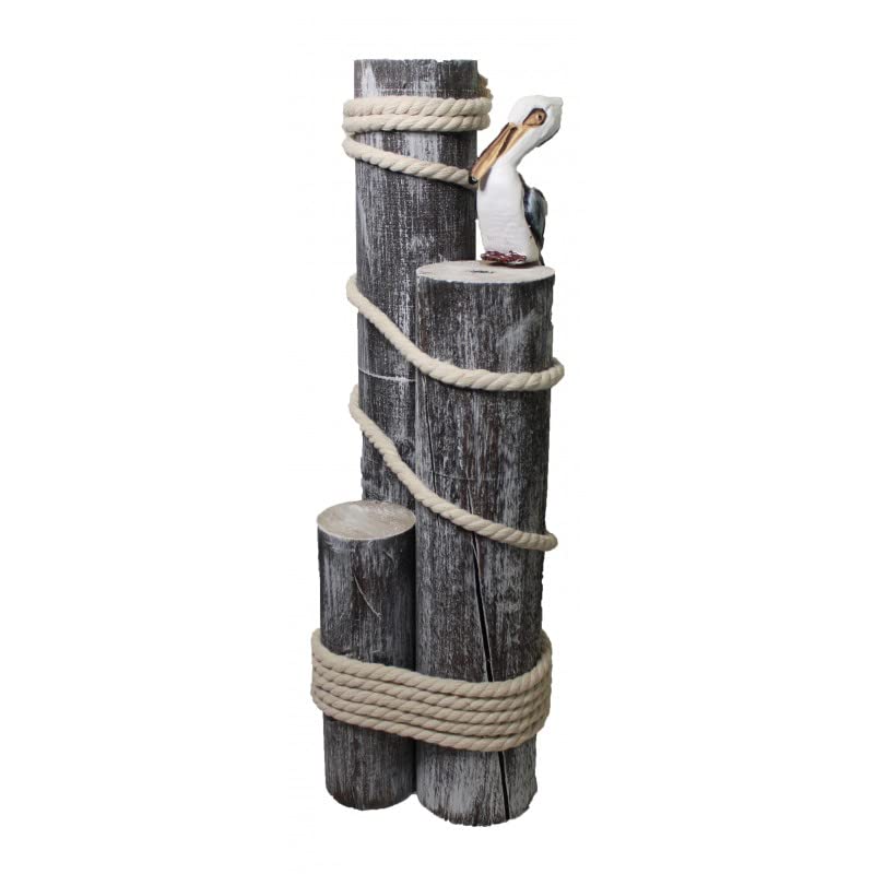 Pelican on Wood Piling Coastal Decor with Fisherman’s Rope | DRH Nautical coastal decor