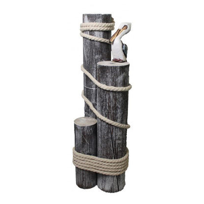 Pelican on Wood Piling Coastal Decor with Fisherman’s Rope | DRH Nautical coastal decor