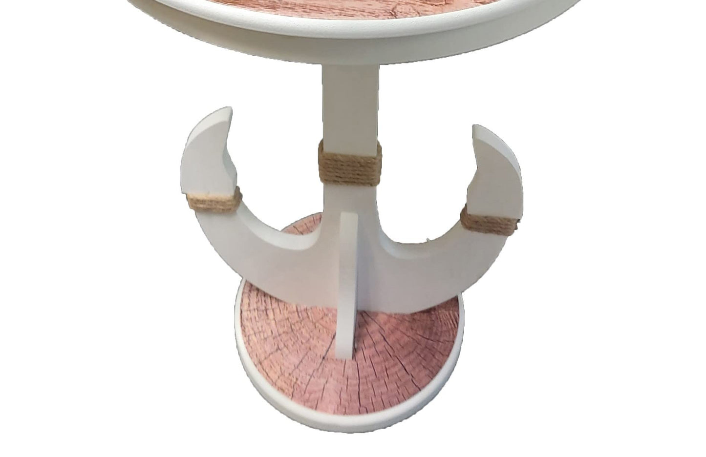 DRH - Nautical Compass Rose Accent Table Solid Wood with Sturdy Anchor Legs Coffee & End for Beach House and Boats Coastal Decor Sailors Round 20'' X 24'', White (TB-920) - DRH Nauticals