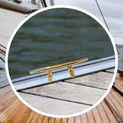 Polished Brass Cleat 12” – Nautical Hook for Boats and Docks – Brass Marine Hardware with Antique Finish – Rope Tie Down for Curtain Cords, Coastal Décor, Dock Cleats, Nautical Rope Holder - DRH Nauticals