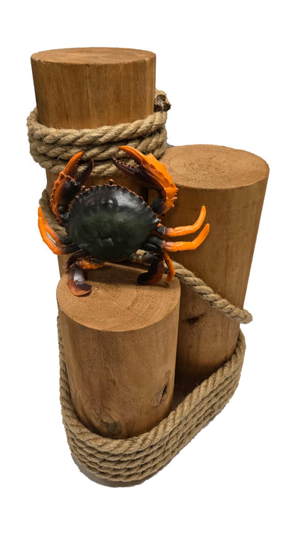 Set of 3 Nautical Wood Piling Decorations – Real Wooden Pier Posts for Coastal, Marine, or Nautical Decor - Huge 5” Diameter Stumps for Beach Home Decor