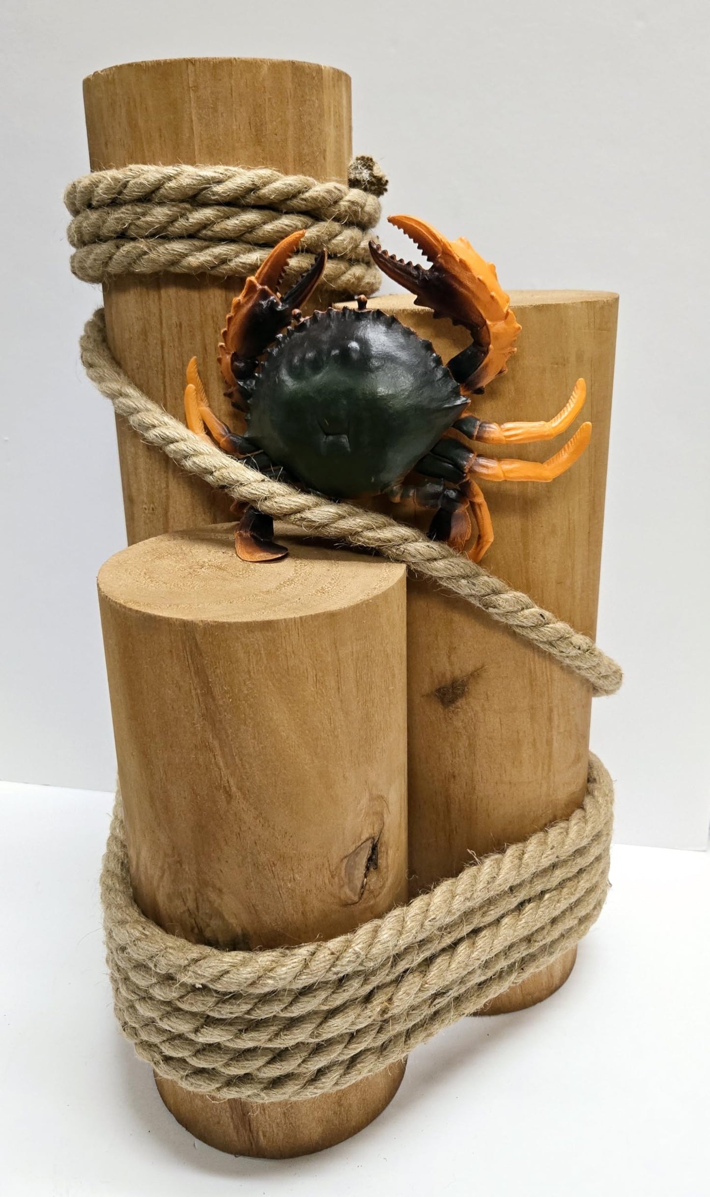 Set of 3 Nautical Wood Piling Decorations – Real Wooden Pier Posts for Coastal, Marine, or Nautical Decor - Huge 5” Diameter Stumps for Beach Home Decor