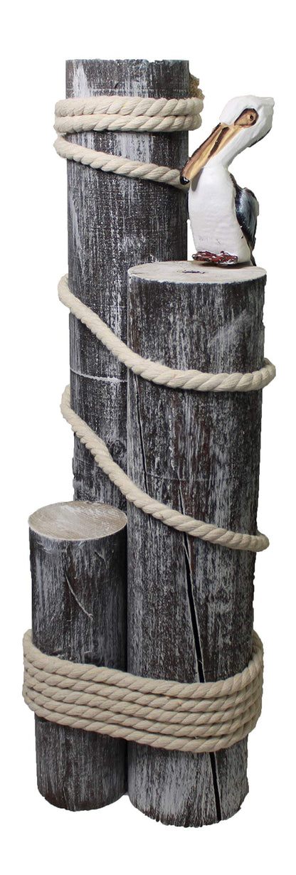 HS Set of Three Wood Pilings w/Anchor & Fisherman's Rope