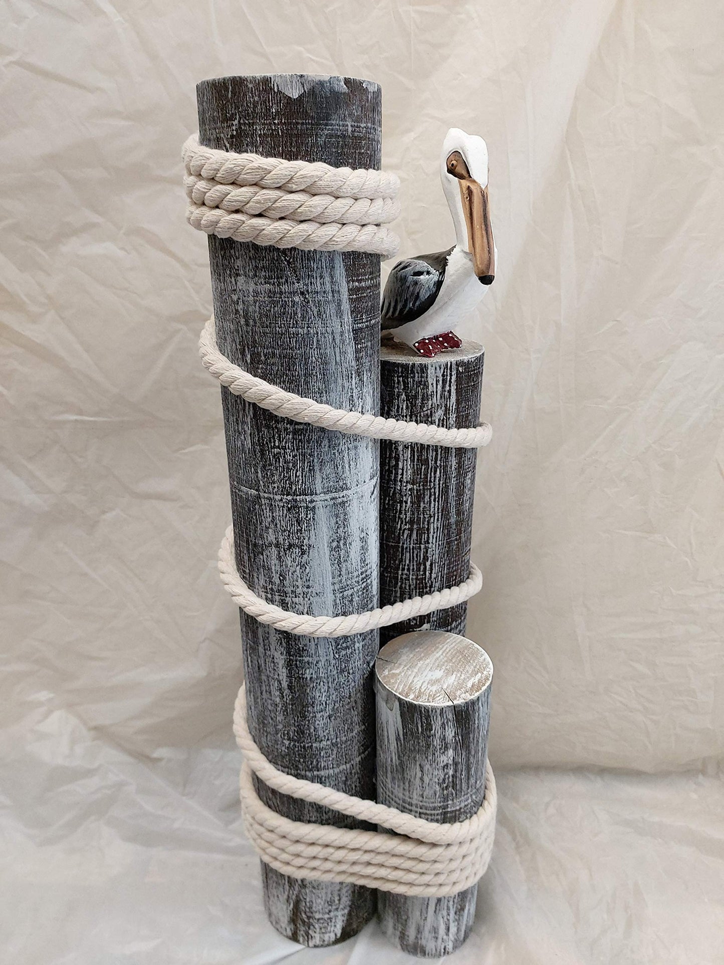 HS Set of Three Wood Pilings w/Anchor & Fisherman's Rope