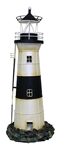 HS Decorative Rustic Black & White Tin Lighthouse Nautical Candle Holder - DRH Nauticals