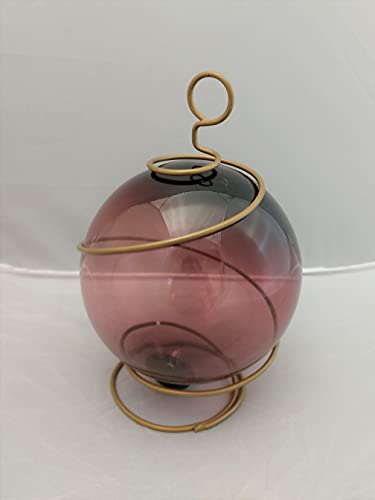 DRH Purple Japanese Fishing Glass Buoy with Metal Coil Wrap - Glass Float Ball - Bright Nautical Decor - Perfect Hanging Nautical Glass Buoy Gift for Art Lovers - 5 inches X 7.5" Height - DRH Nauticals