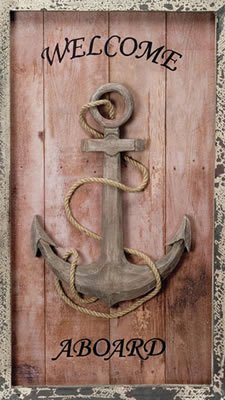 HS Welcome Aboard Wooden Anchor Plaque - DRH Nauticals