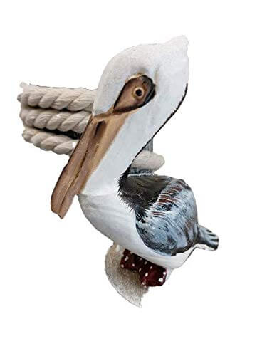 DRH Ocean’s Perch Pelican on Wood Piling Garden Bird Decor - 30“ Coastal Decor - Pelicans Bird Statue - Features Fisherman’s Rope on 3 Wooden Stumps - Nautical Decoration for Any Home of - DRH Nauticals