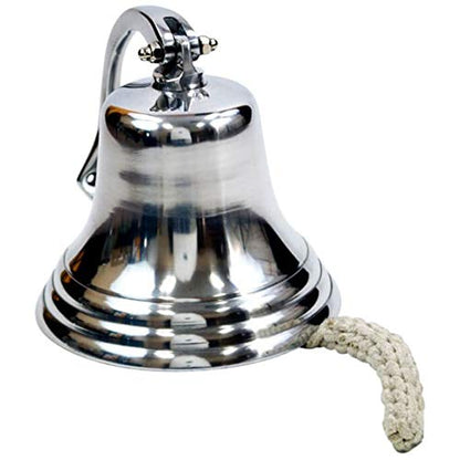 DRH Premium Polished Aluminum Bell - Captain Maritime Beach Home Decor Gift - 8 Inches - Wall Mountable - Coastal Beach Home Decorations - Bedroom Décor - DRH Nauticals