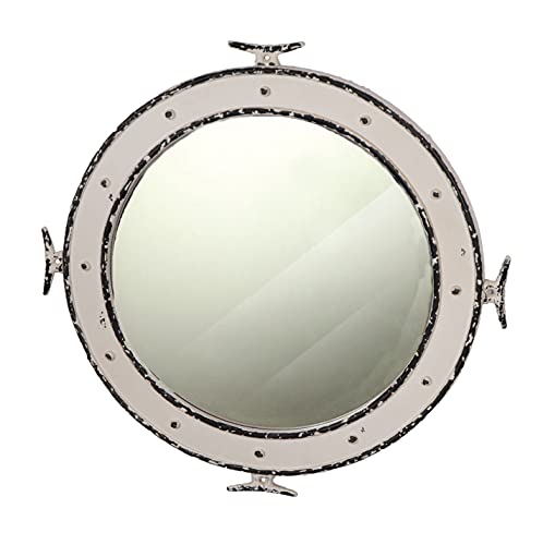 DRH - Distressed Wooden Porthole Mirror with Cleat Nautical Decoration - Home Décor Porthole Mirror - Antique Rustic Porthole - Size - 28" Dia - DRH Nauticals