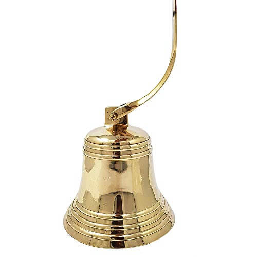 DRH - 11" Solid Brass Ship Bell - Features Sturdy Bracket Door Bell - Wall Mountable Jumbo Bell for Home - Coastal Beach Home Decorations - Perfect Bedroom Decor for Couples & Fishing Theme Parties - DRH Nauticals