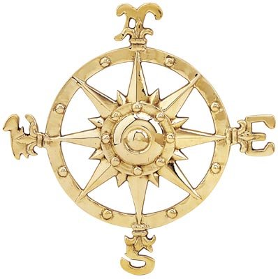 Small Brass Compass Rose Nautical Wall Plaque - DRH Nauticals