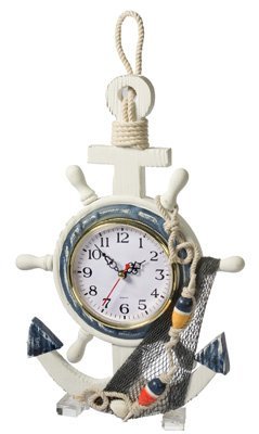 HS Wooden Anchor & Ship Wheel Clock - DRH Nauticals