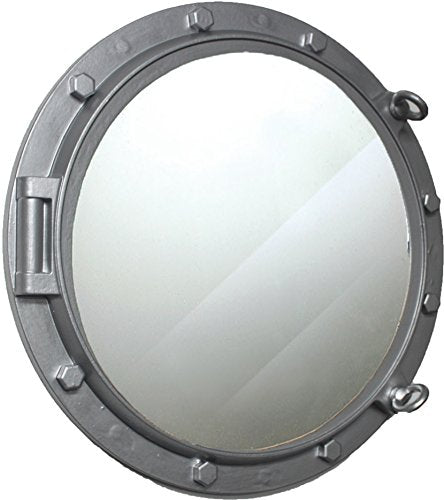 HS 24" Nautical Wooden Porthole Mirror w/Silver Finish - DRH Nauticals